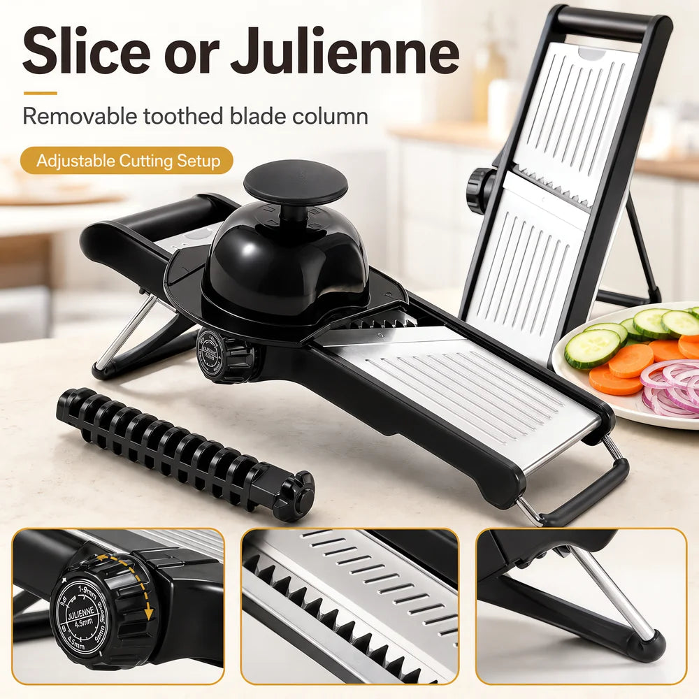 Adjustable Stainless Steel Mandoline Vegetable Slicer With Food Holder
