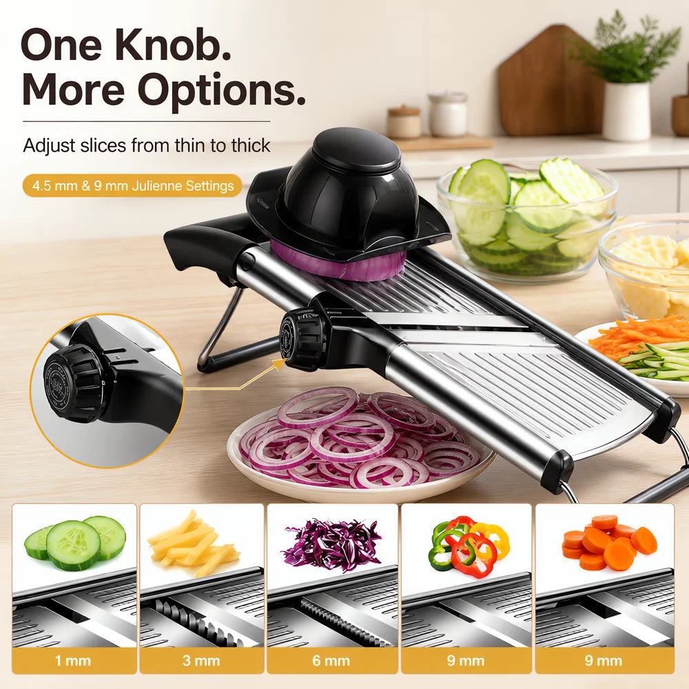 Adjustable Stainless Steel Mandoline Vegetable Slicer With Food Holder