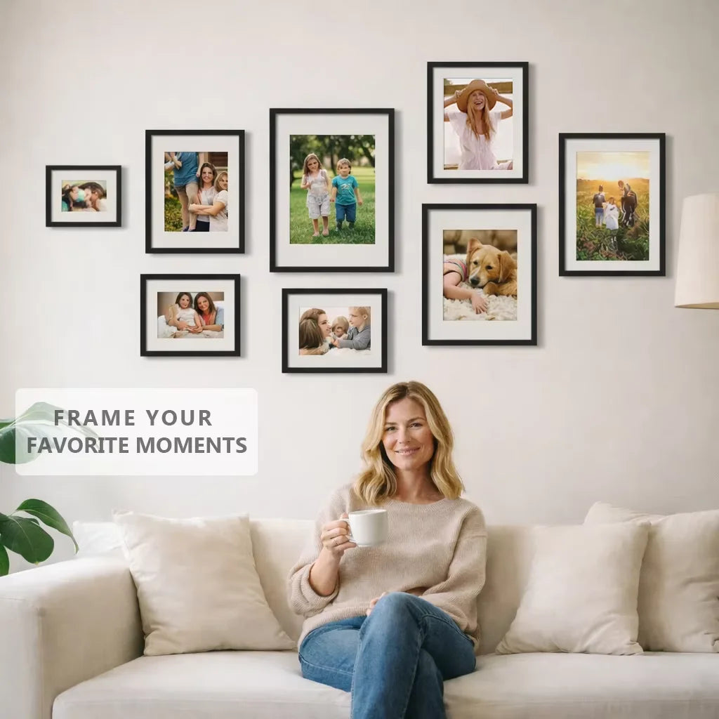 Modern Aluminum Picture Frames With Mat Gallery Wall Set