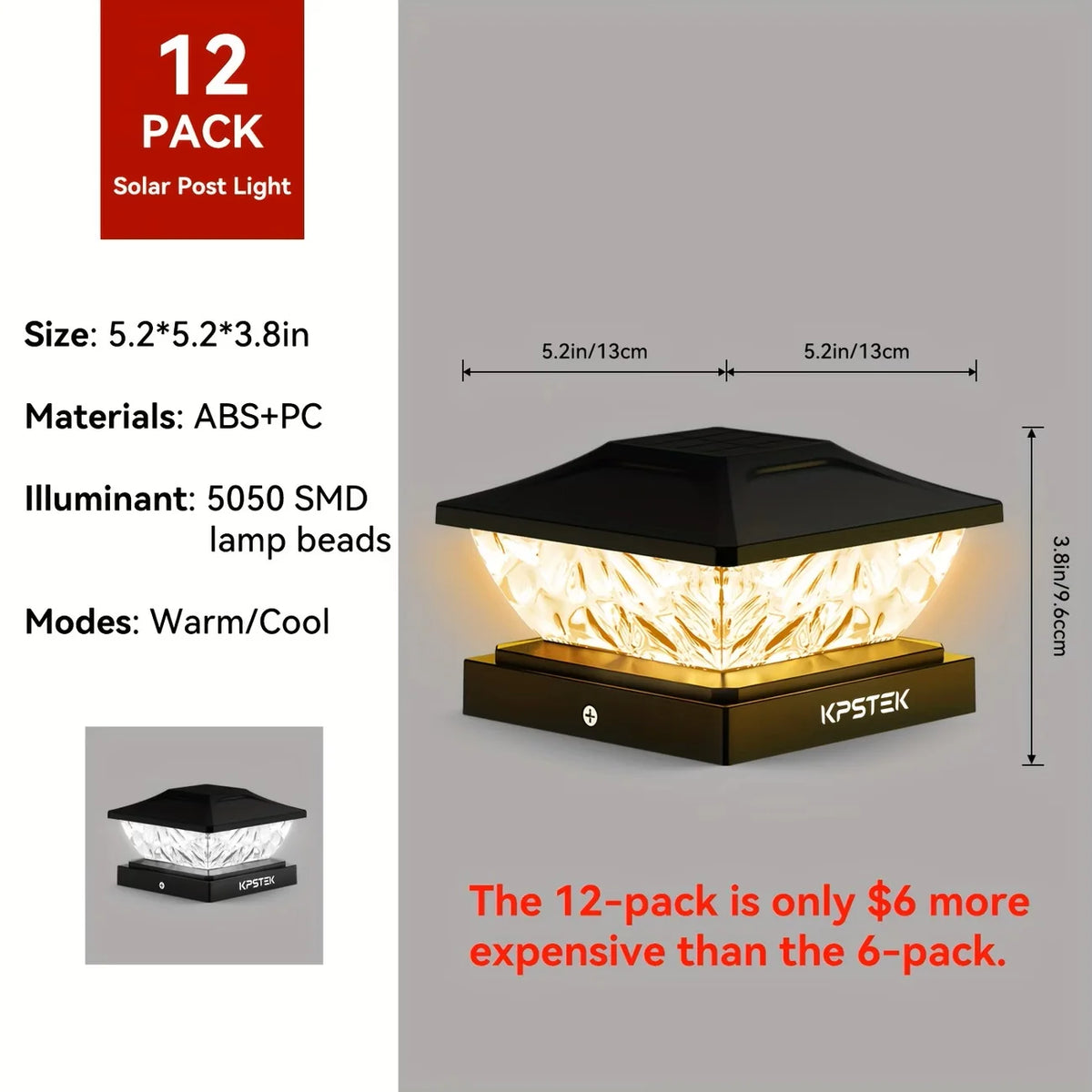 KPSTEK Solar Outdoor Waterproof LED Villa Gate Fence Light