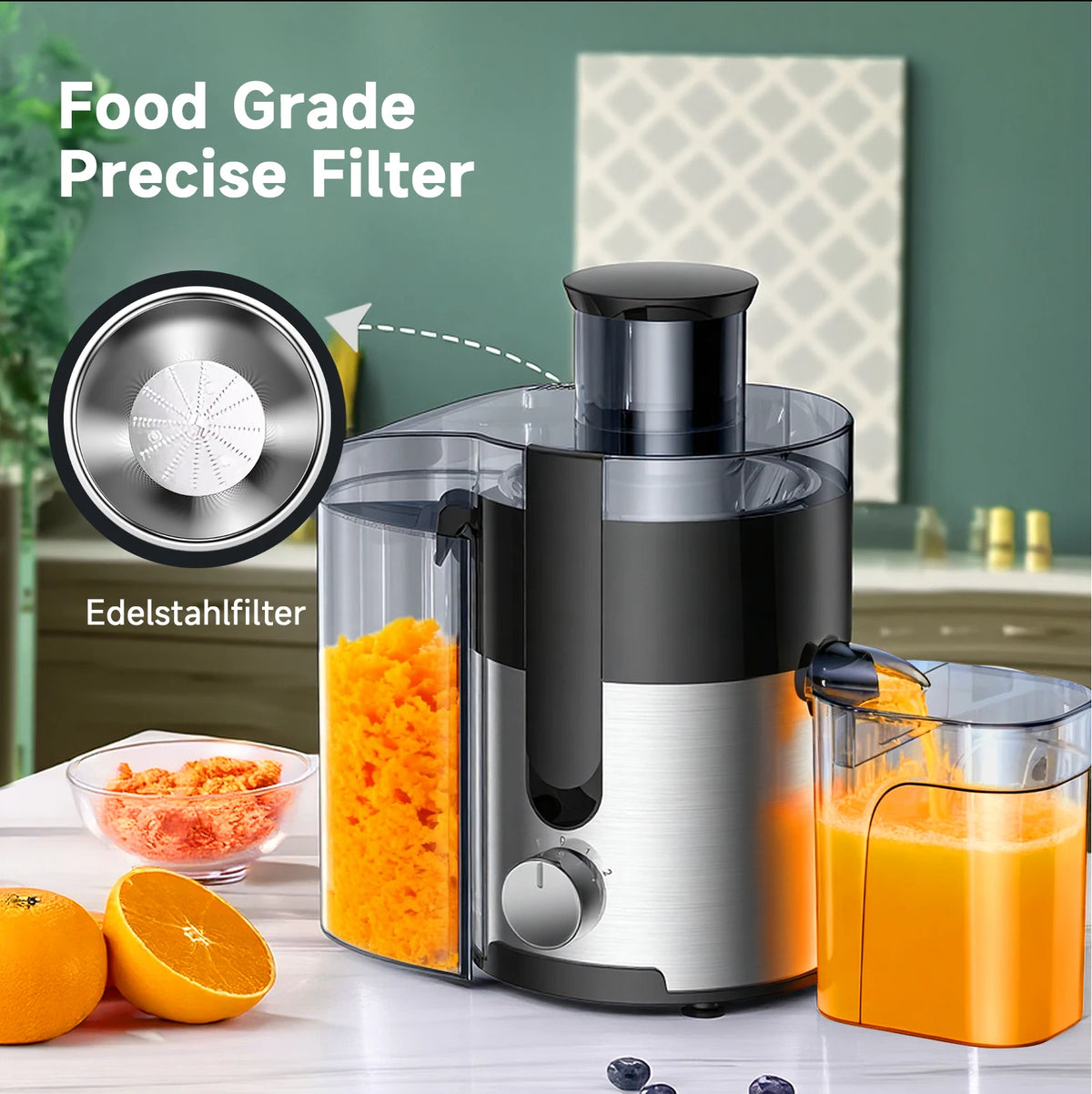 Professional High Speed Automatic Juicer With Stainless Steel Blades