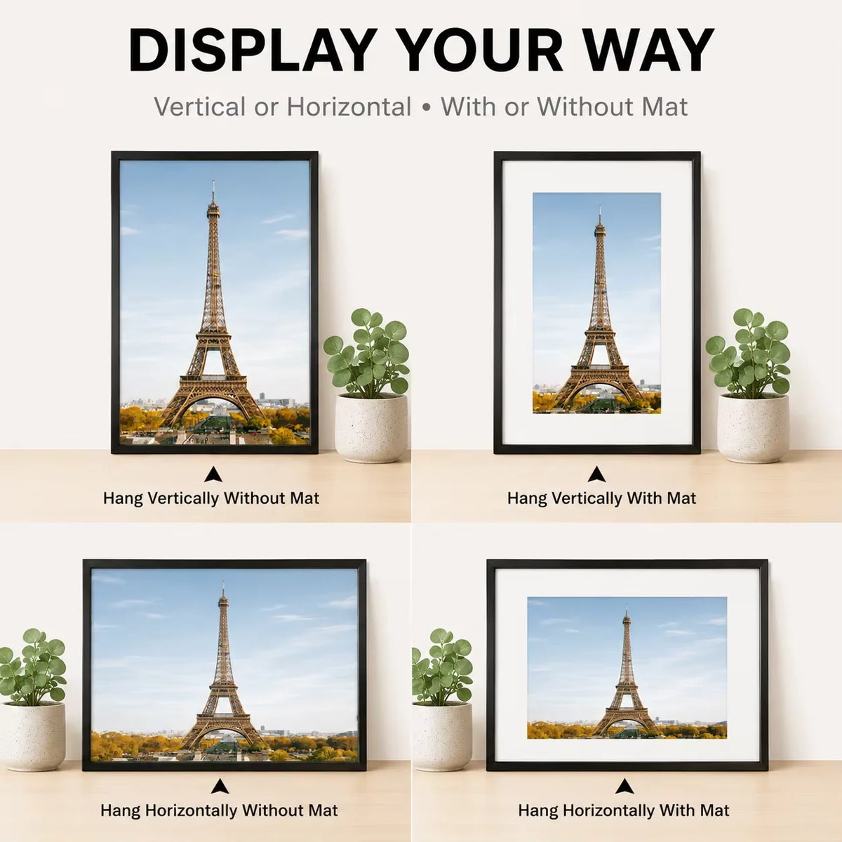 Modern Aluminum Picture Frames With Mat Gallery Wall Set