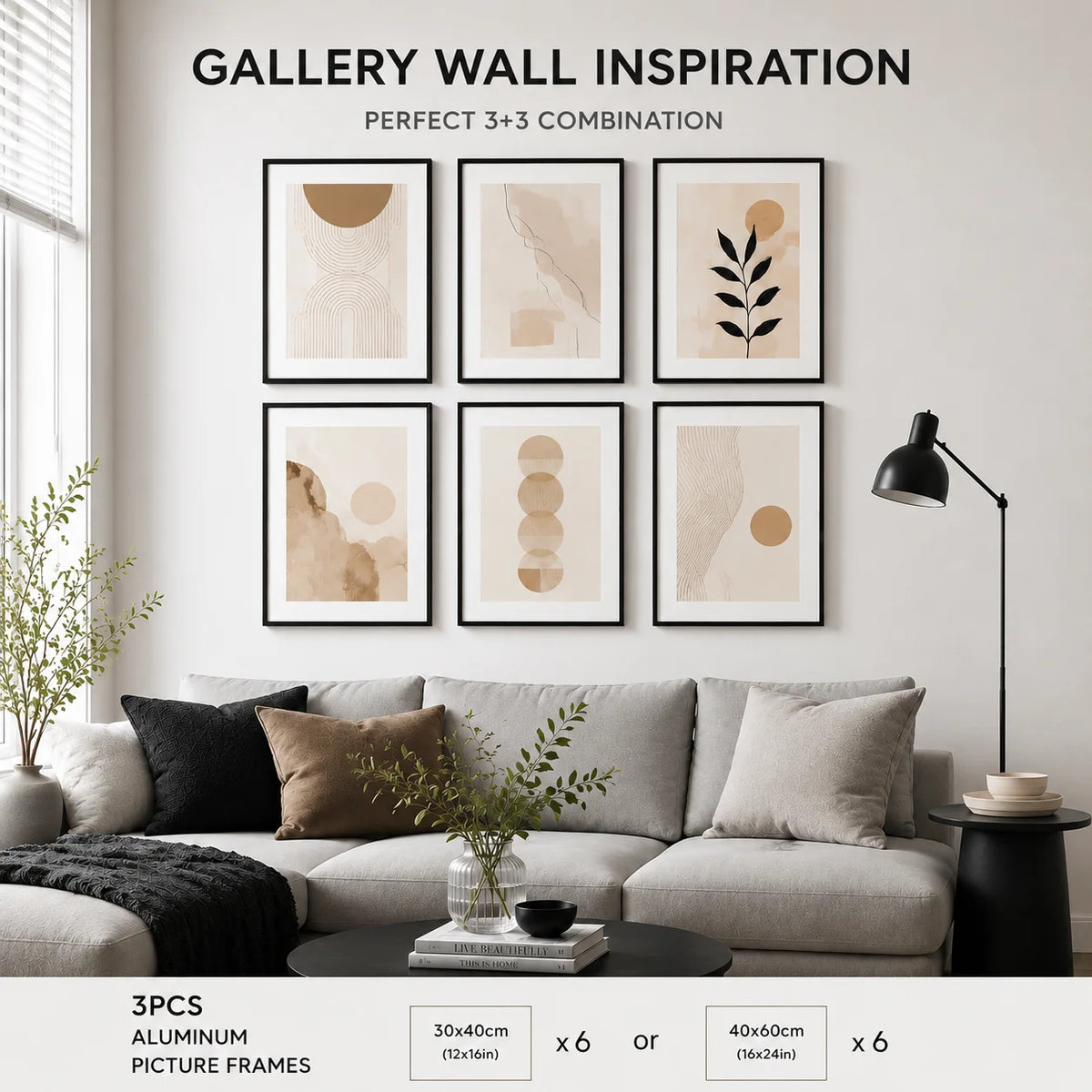 Modern Aluminum Picture Frames With Mat Gallery Wall Set