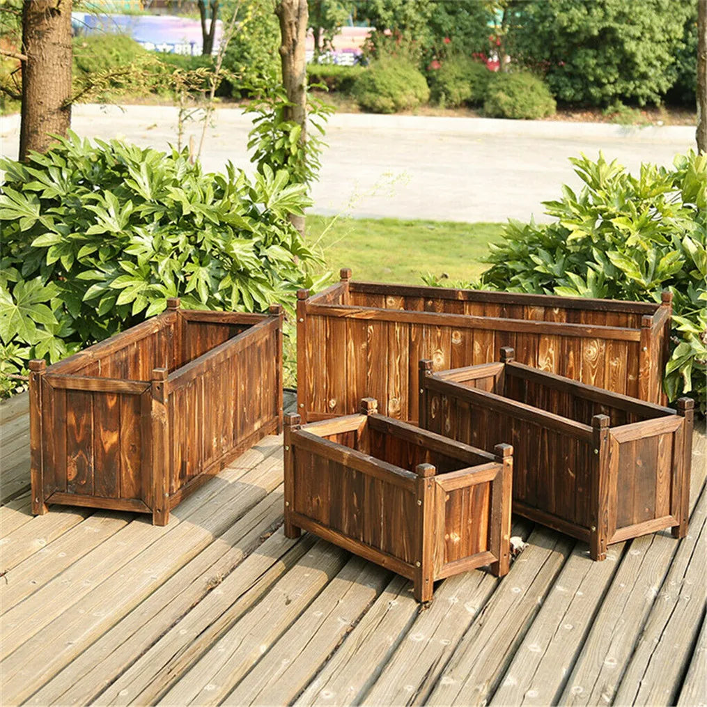 Wooden Raised Planter Box Indoor Outdoor Flower Vegetable Herb Bed