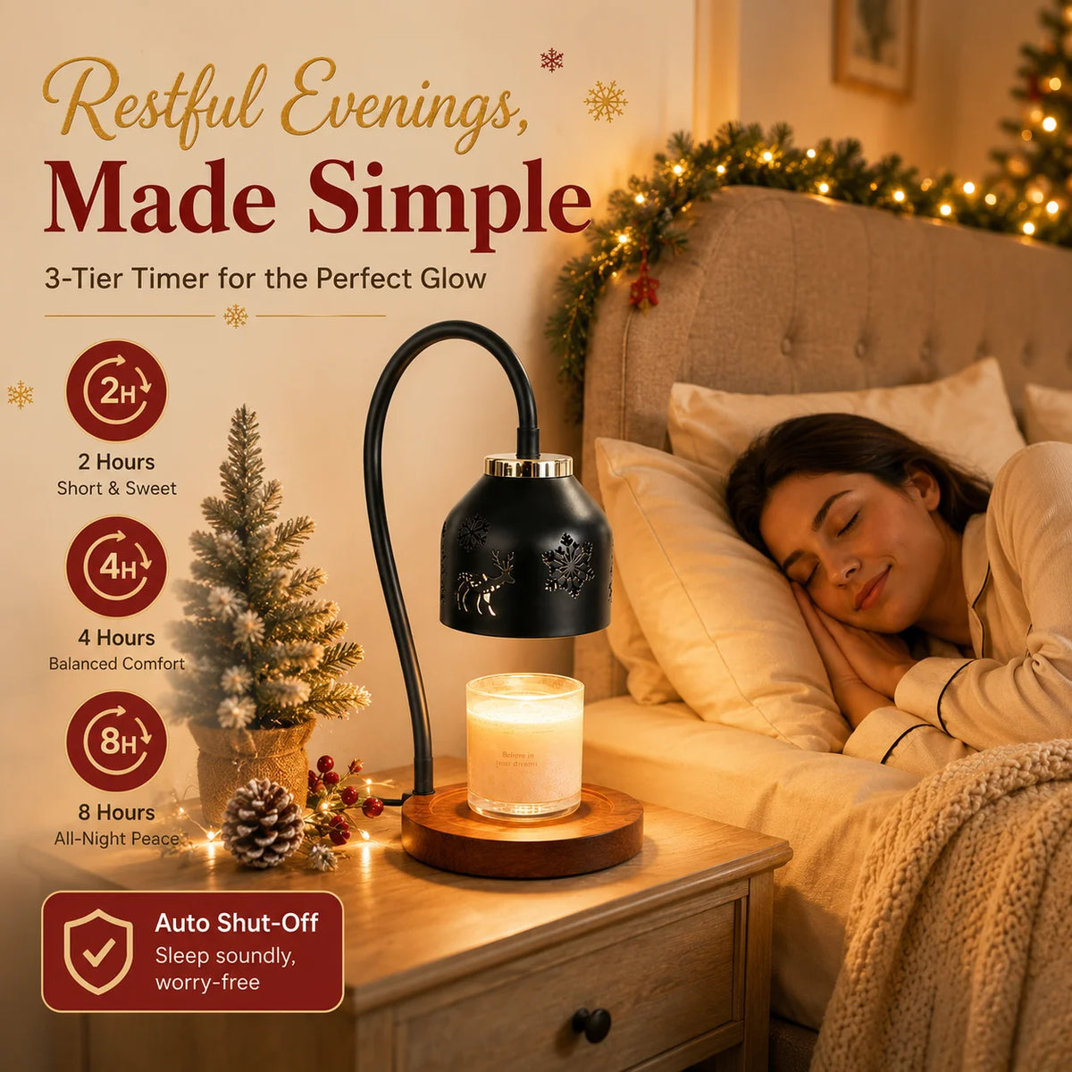Snowflake Deer Candle Warmer Lamp With Adjustable Height