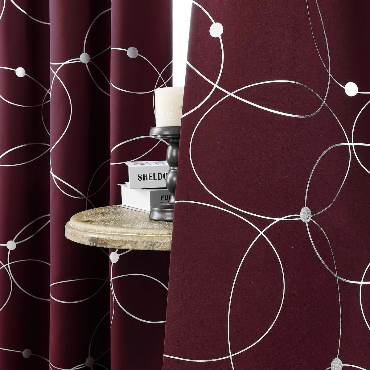 Thermal Insulated Blackout Curtains Grommet Foil Printed Panels