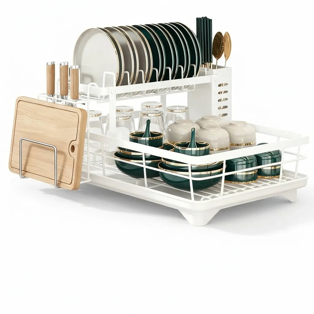 AeHome Heavy Metal Kitchen Dish Drying Rack With Storage Shelf