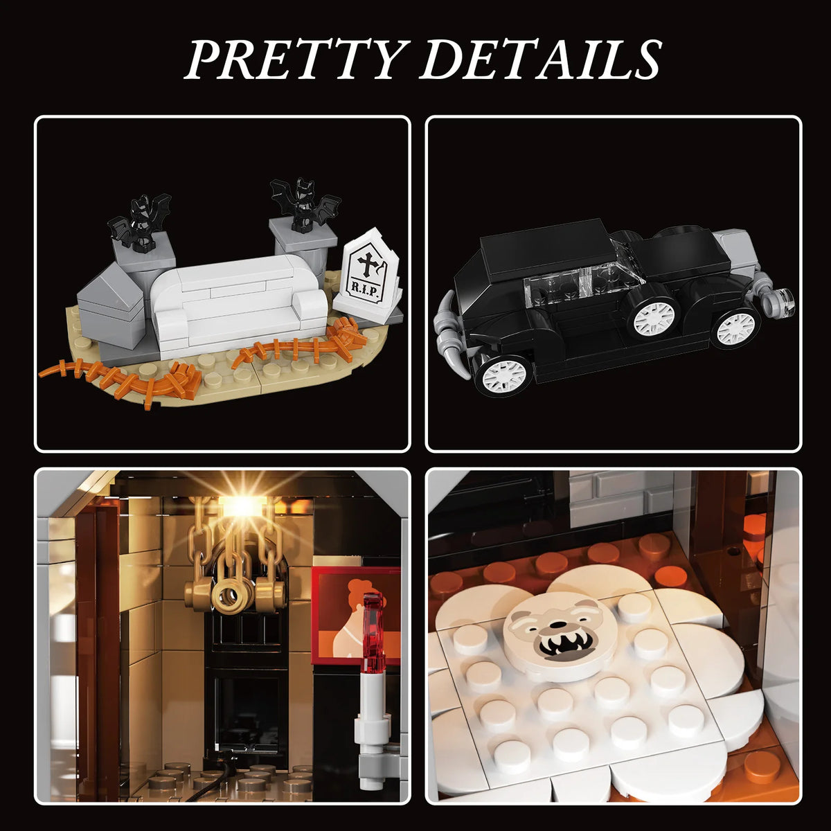 Gothic Nightfall Manor Building Blocks Set Architecture Desktop Ornament