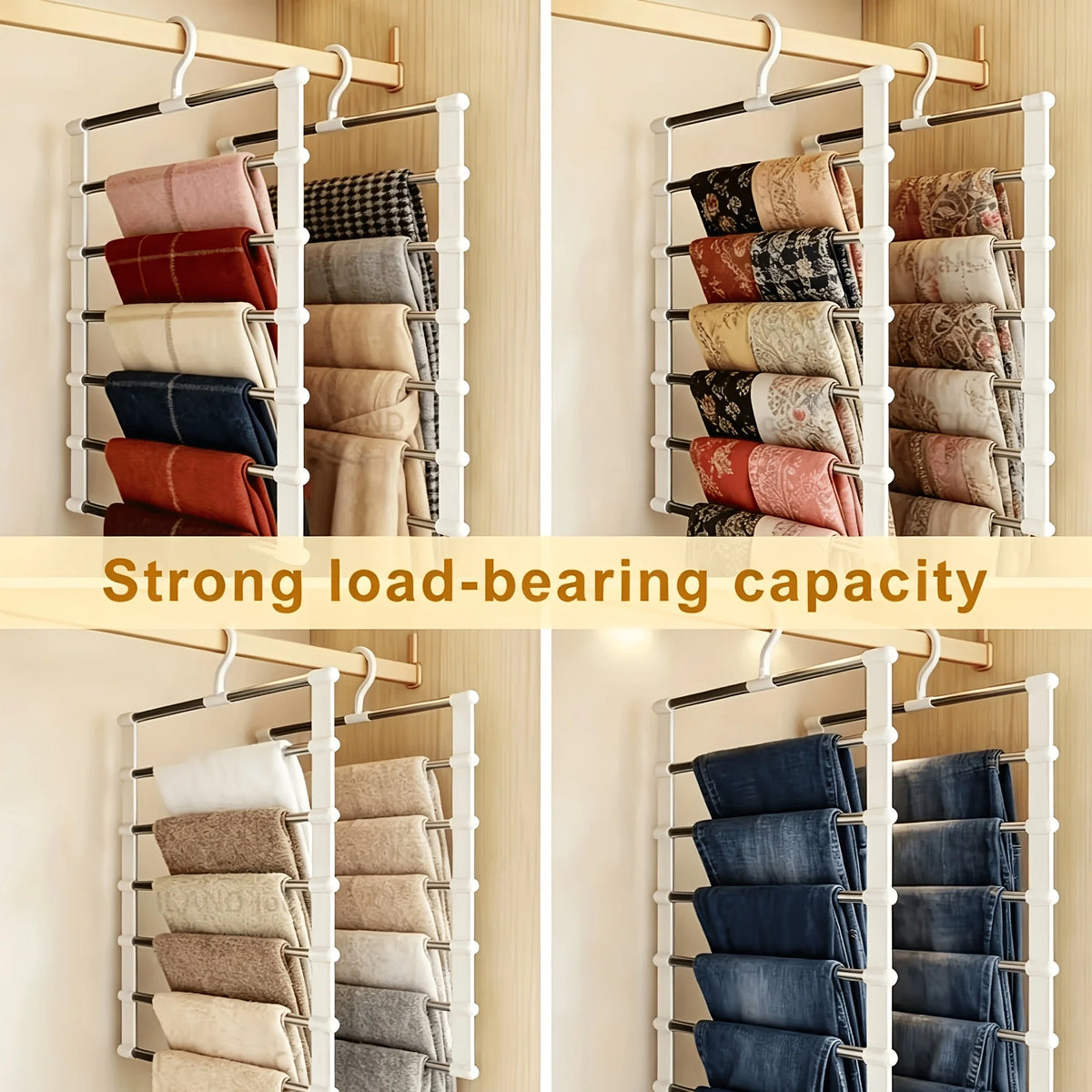 Foldable Compact Pants Hanger Space Saving Wardrobe Organizer
