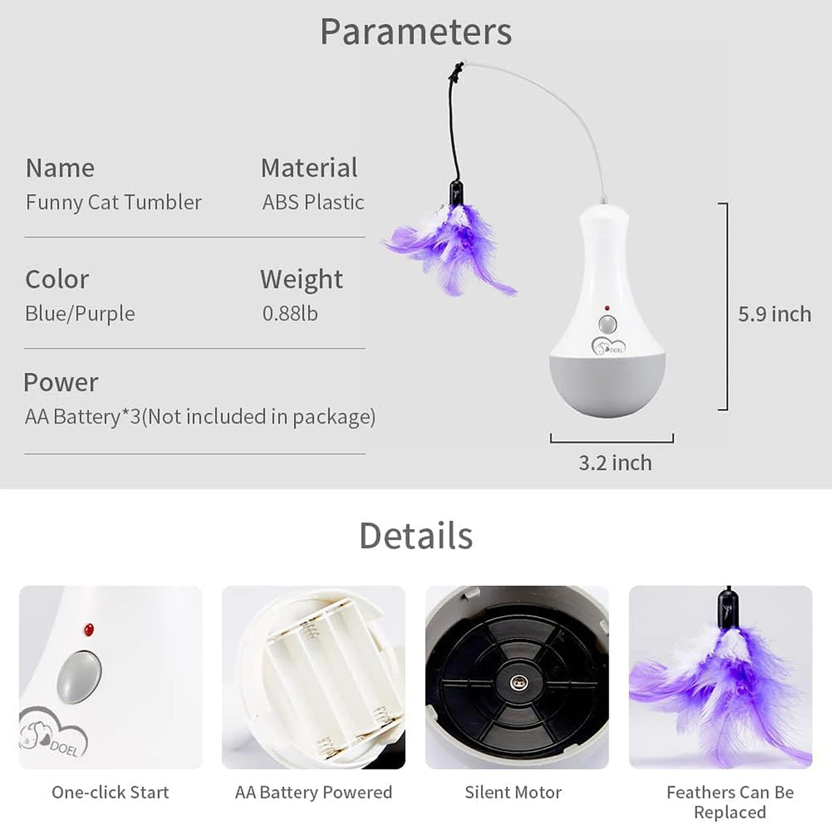 Interactive Automatic Cat Feather Toy For Indoor Play And Exercise