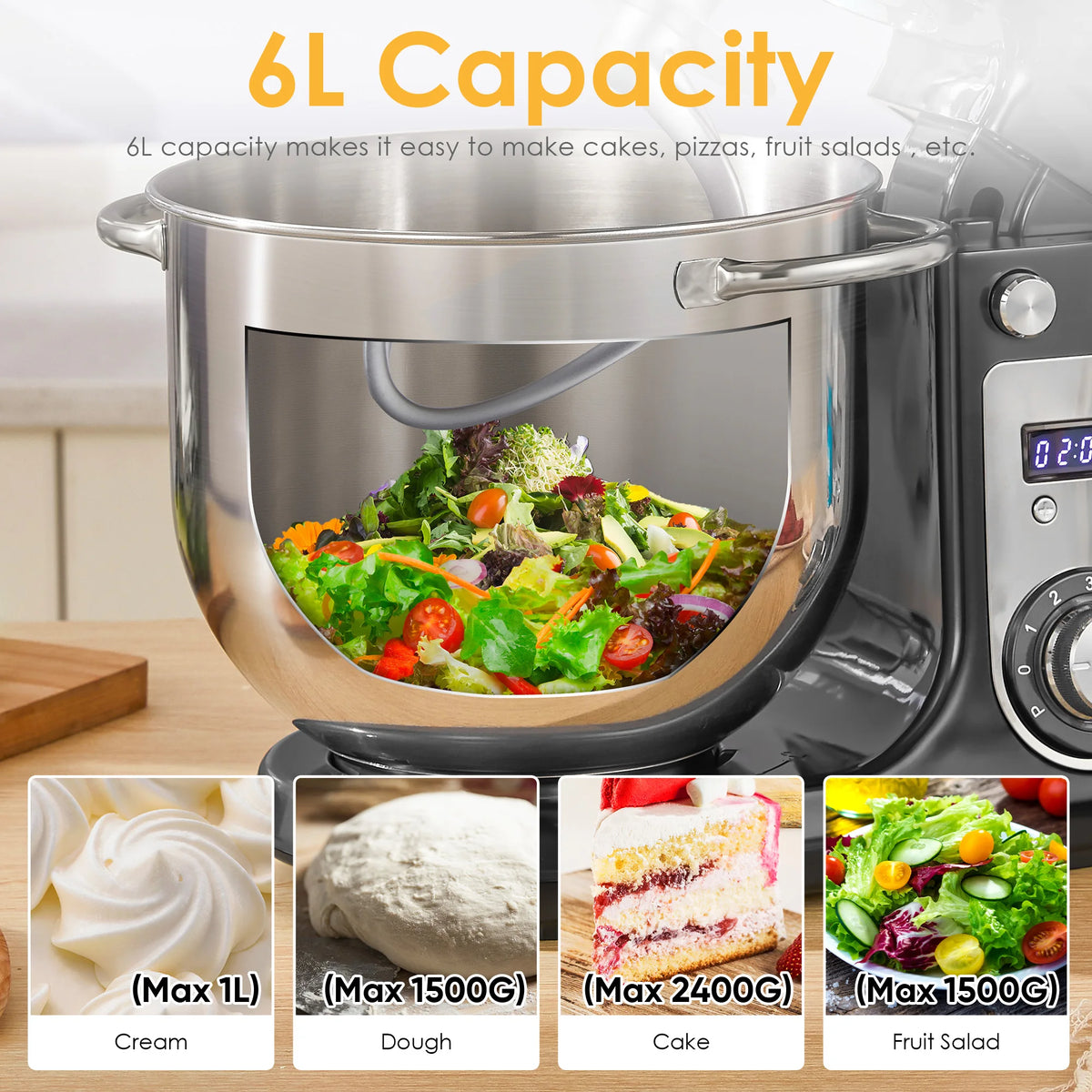 Biolomix Six Speed Quiet Motor Kitchen Stand Mixer