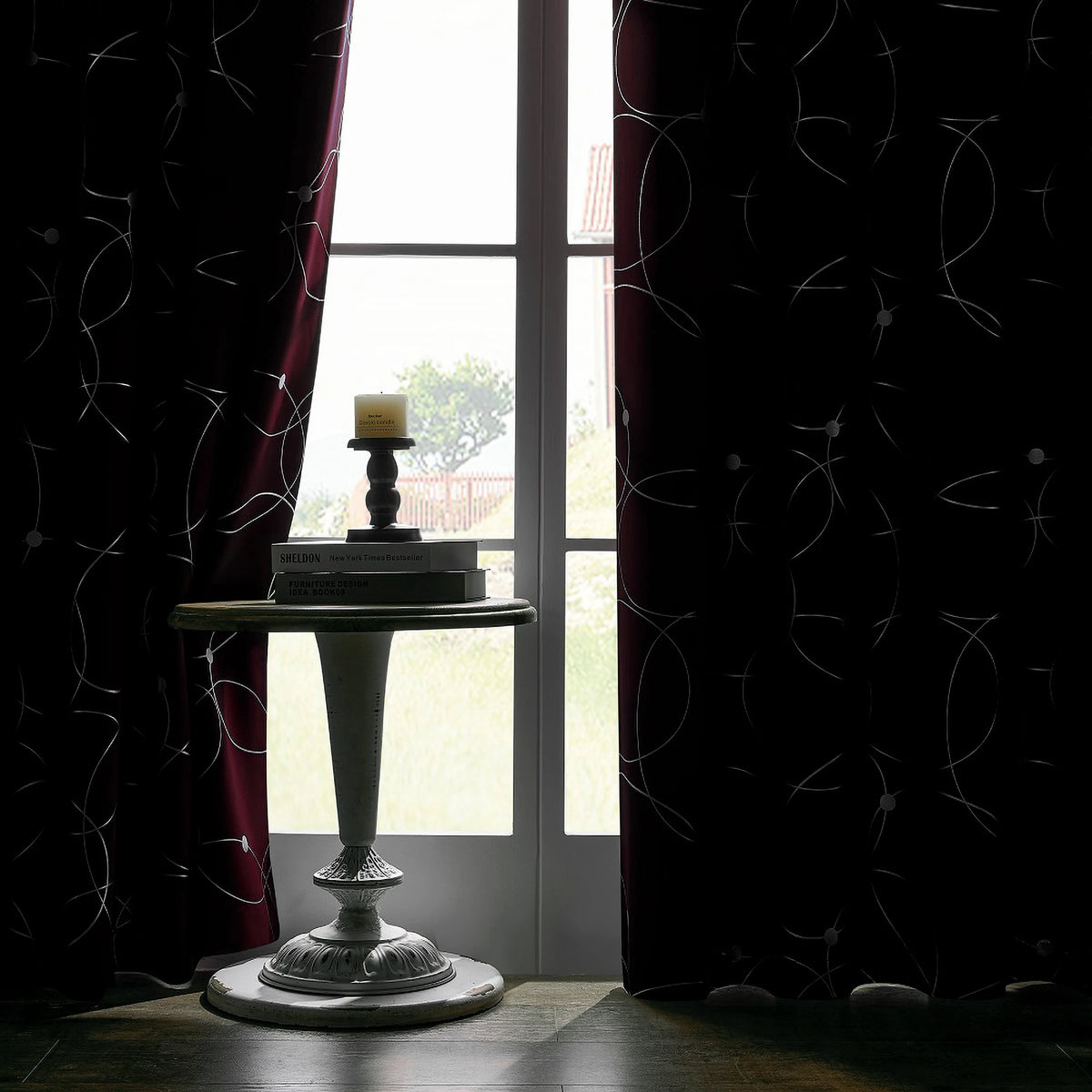 Thermal Insulated Blackout Curtains Grommet Foil Printed Panels