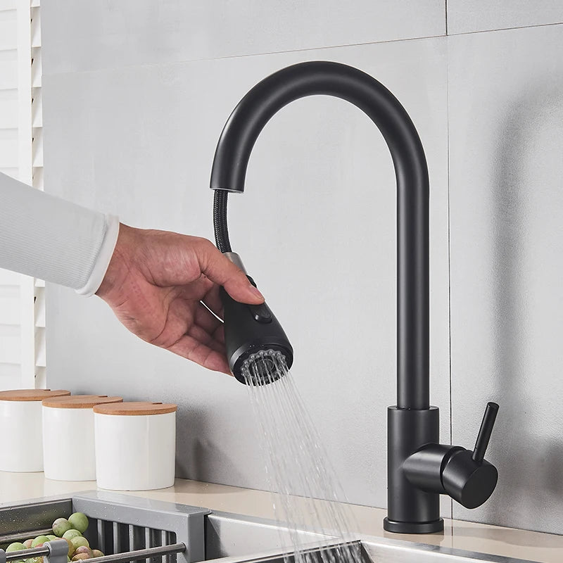 Myqualife Pull Out Deck Mounted Kitchen Sink Faucet Mixer Tap
