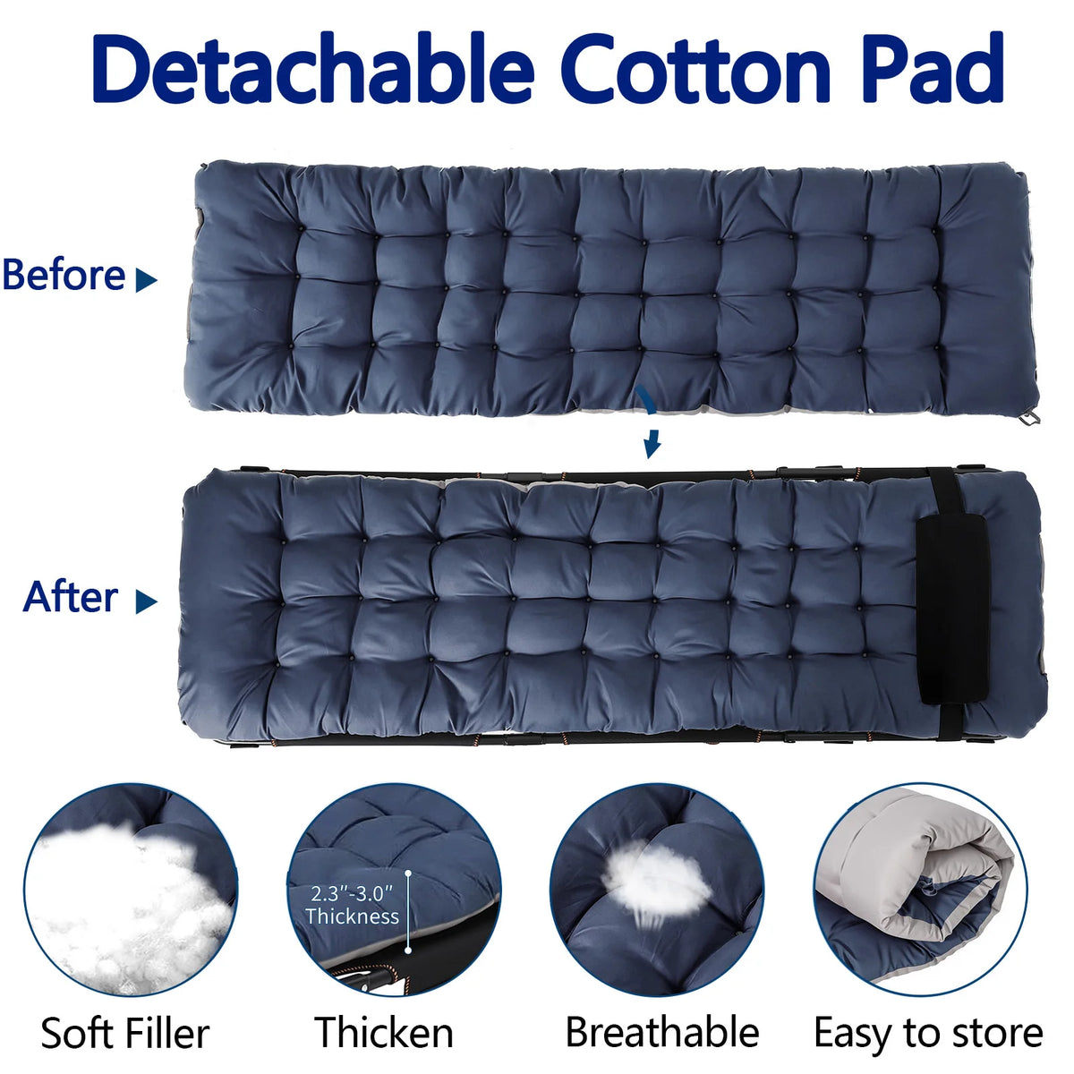 Hosslly Heavy Duty Folding Camping Cot With Mattress Pad