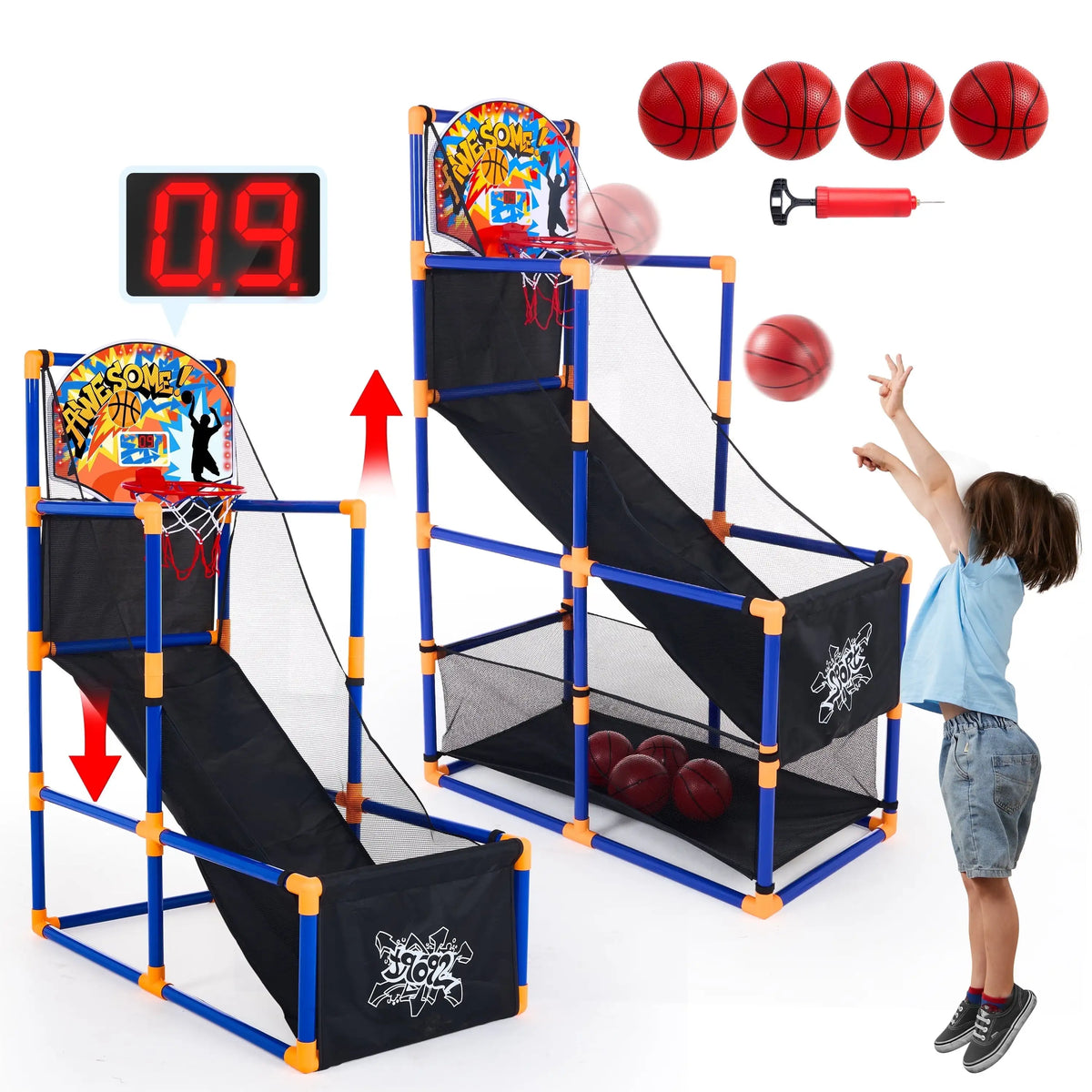 Joyfy Arcade Basketball Game Set With Four Balls For Kids