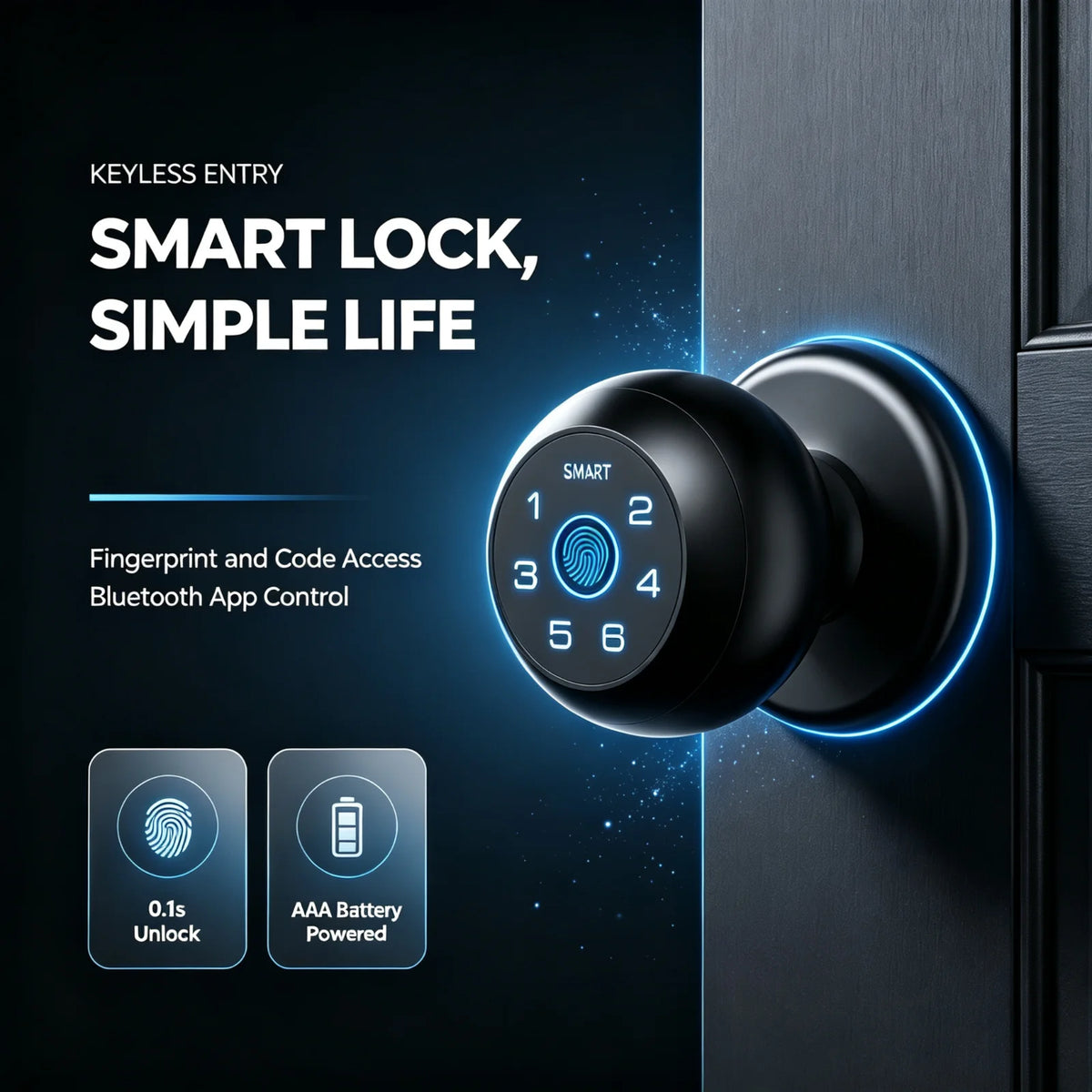 Viladepot Smart Interior Door Lock With Fingerprint And Keypad