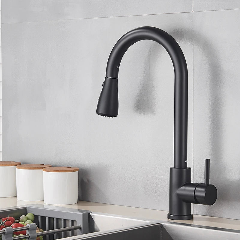 Myqualife Pull Out Deck Mounted Kitchen Sink Faucet Mixer Tap