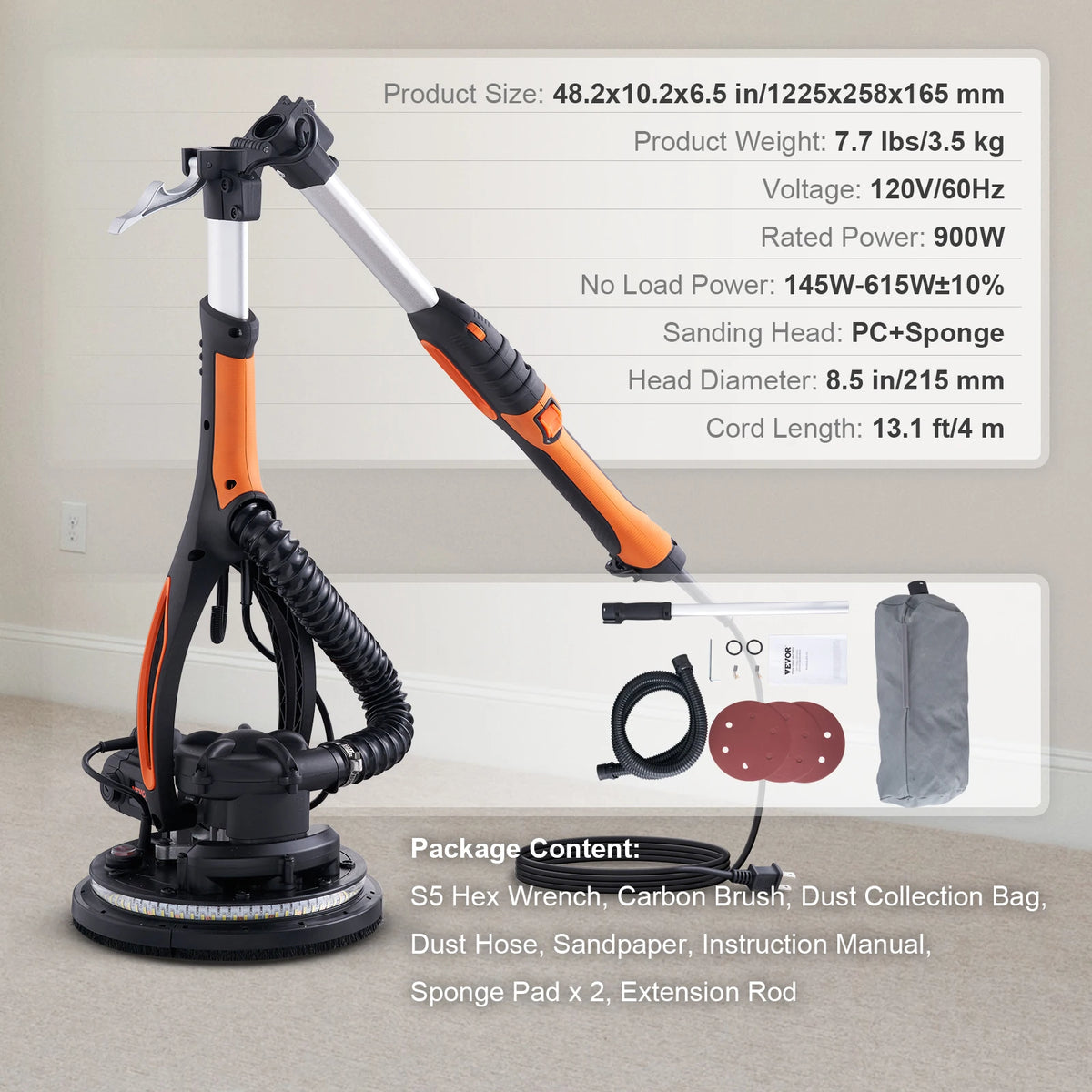 SucceBuy 850W Electric Drywall Sander With Adjustable Speed