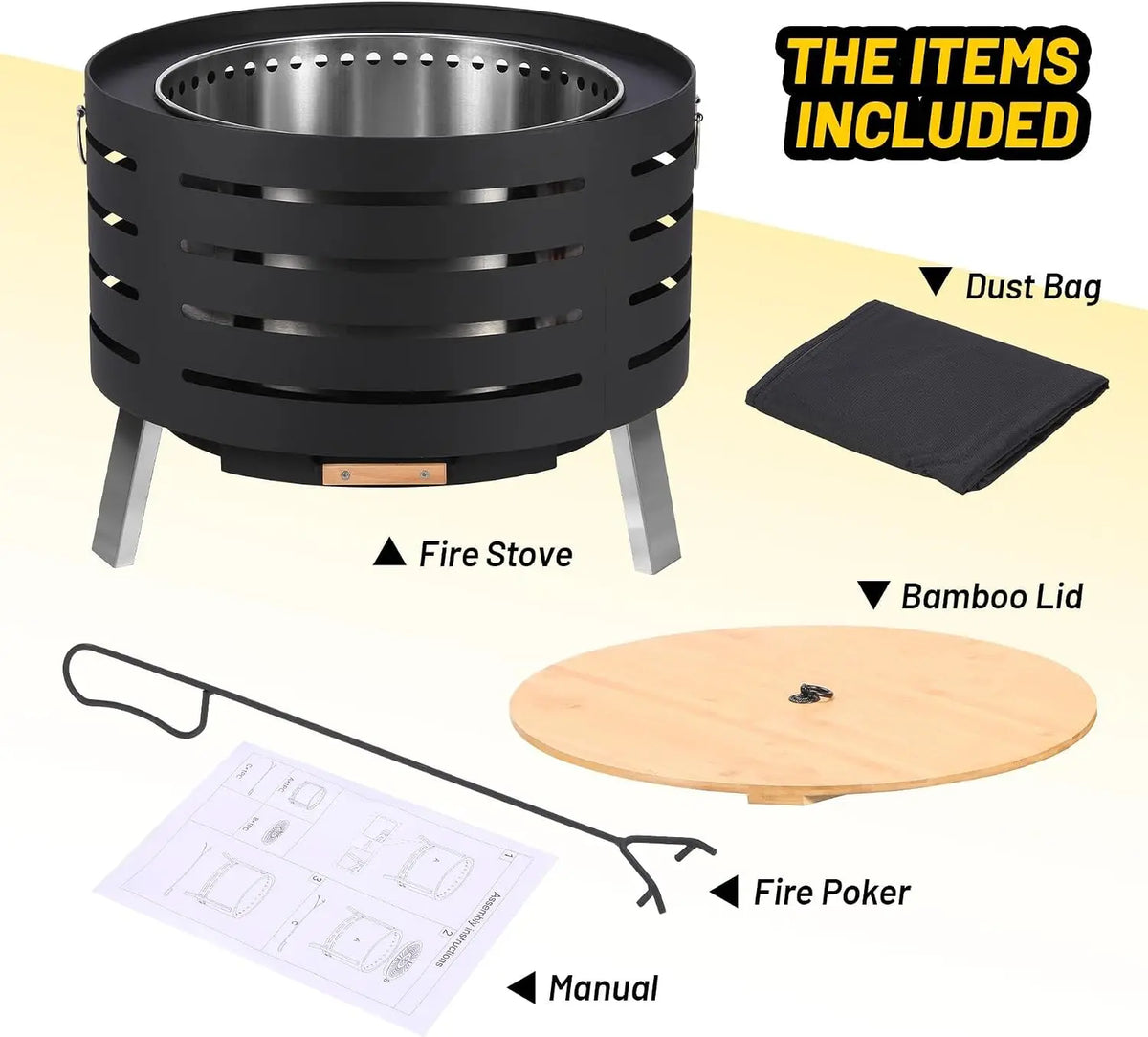 Garvee Smokeless Tabletop Fire Pit With Removable Ash Pan Lid