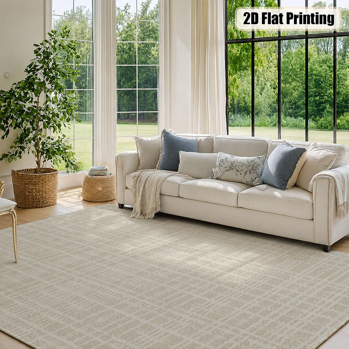 Modern Soft Velvet Striped Area Rug With Non Slip Backing