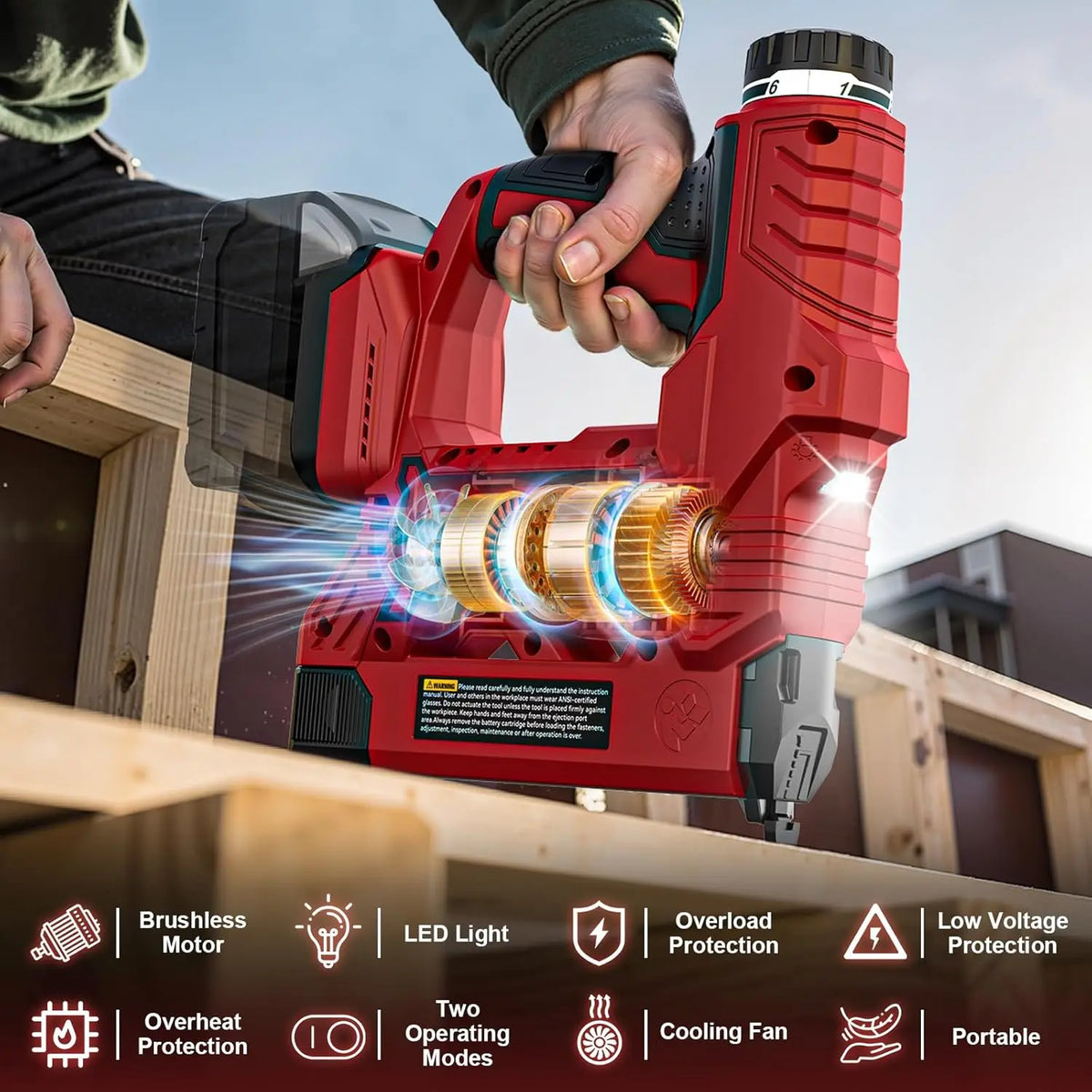 SHXI Cordless Brad Nailer And Staple Gun For Woodworking