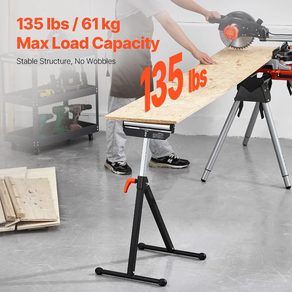 Succebuy Adjustable Steel Roller Stand For Woodworking Extension Support