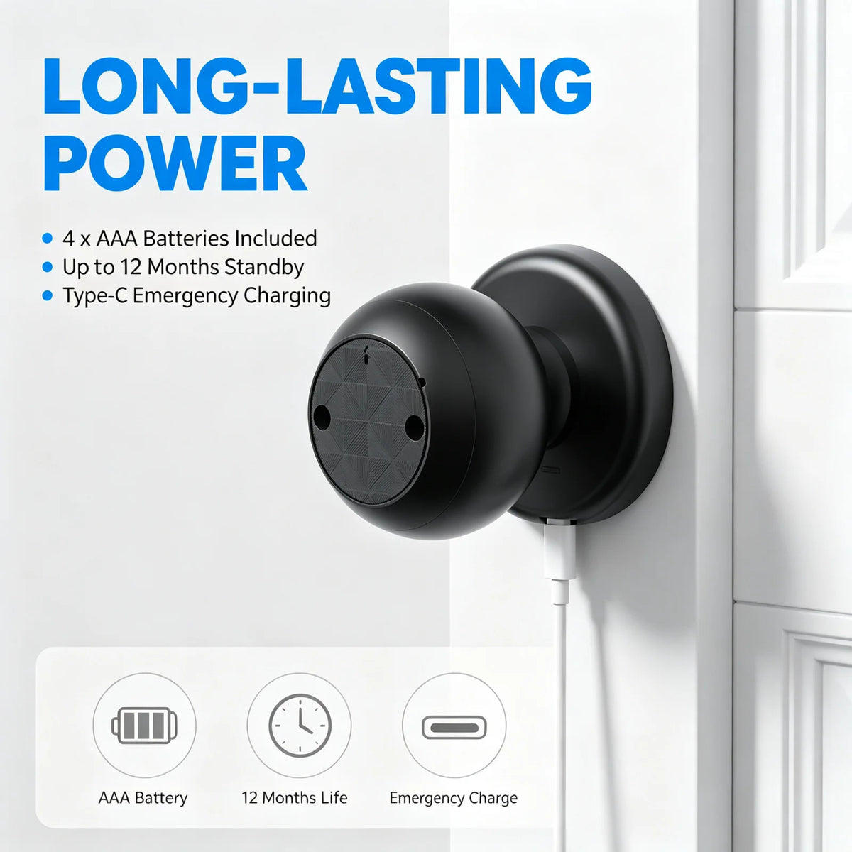 Viladepot Smart Interior Door Lock With Fingerprint And Keypad