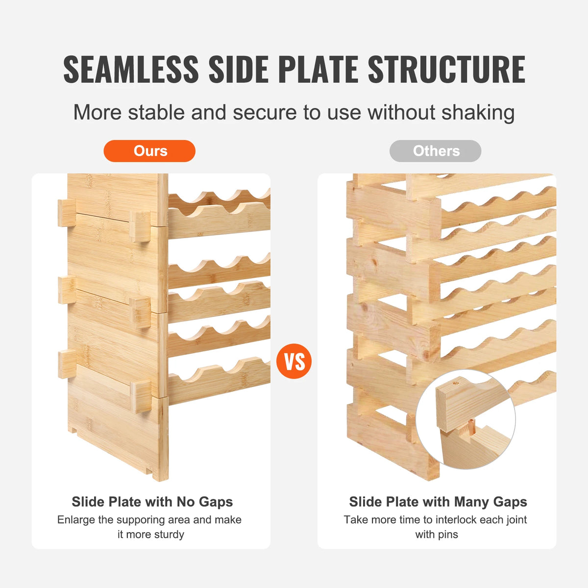 SucceBuy Bamboo Stackable Wine Rack Free Standing Bottle Organizer