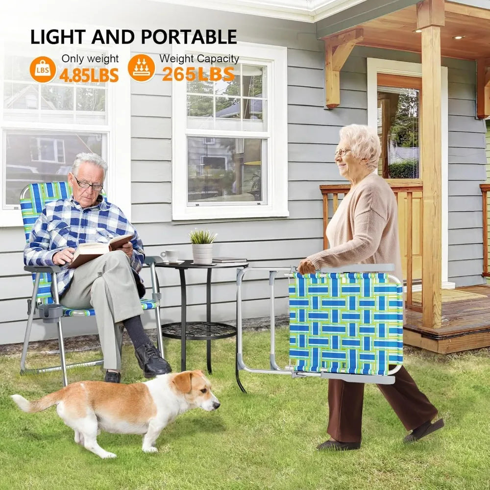 VINGLI Foldable Aluminum Patio Chairs With Cup Holders