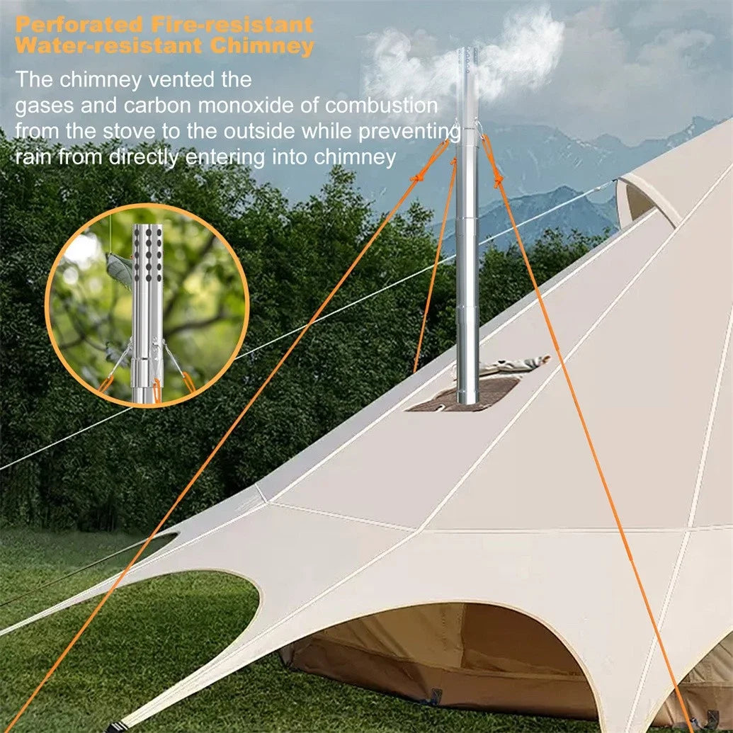Portable Stainless Steel Wood Burning Tent Stove With Chimney Pipes
