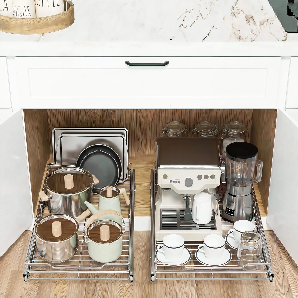 HiMISS Stainless Steel Pull Out Kitchen Cabinet Organizer