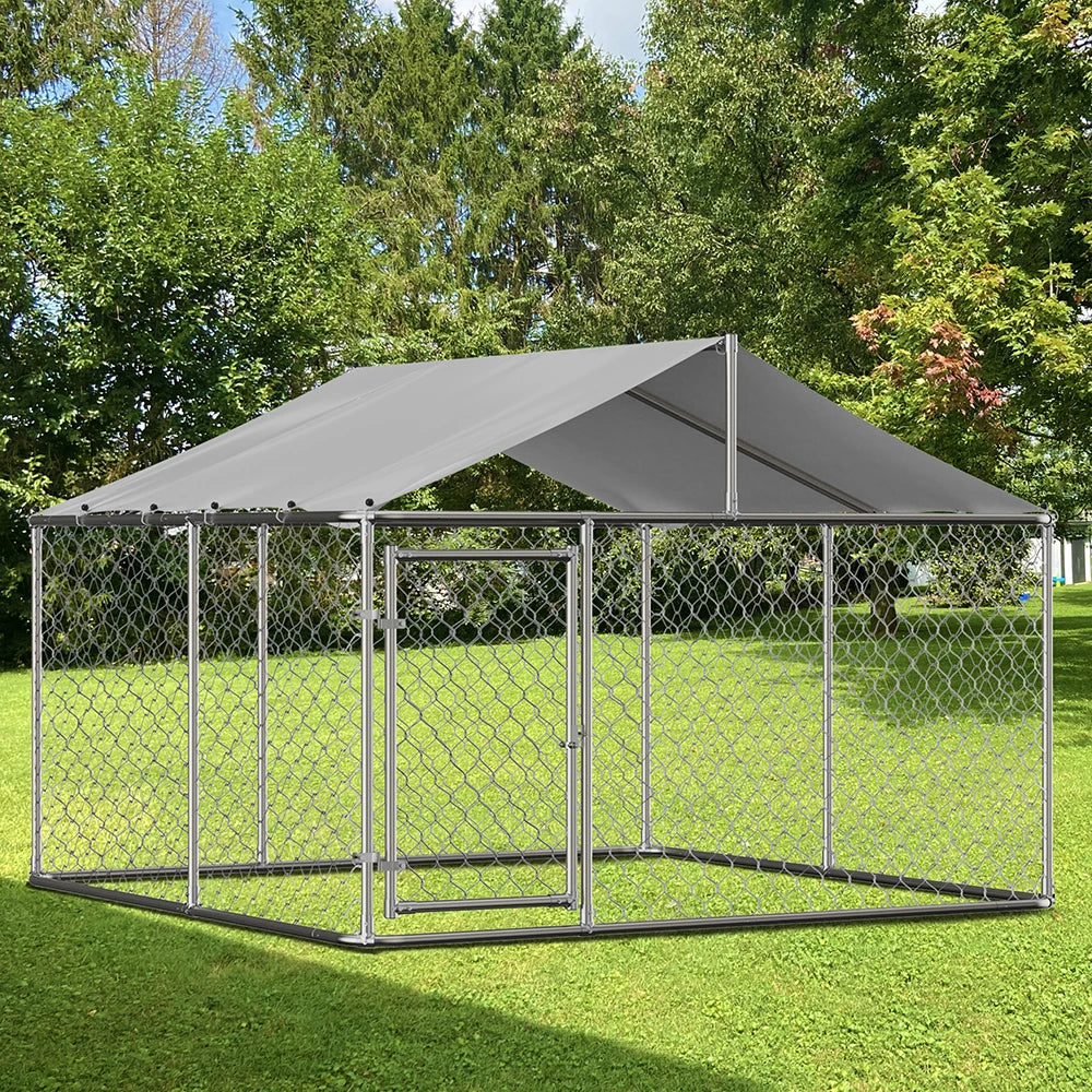 Gihauvia Heavy Duty Outdoor Dog Kennel With Secure Steel Canopy