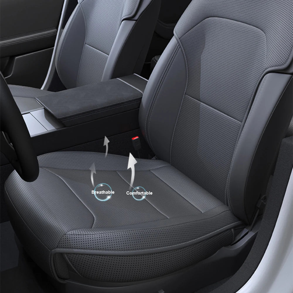 Tesla Model Y Three Nappa Leather Breathable Car Seat Protector