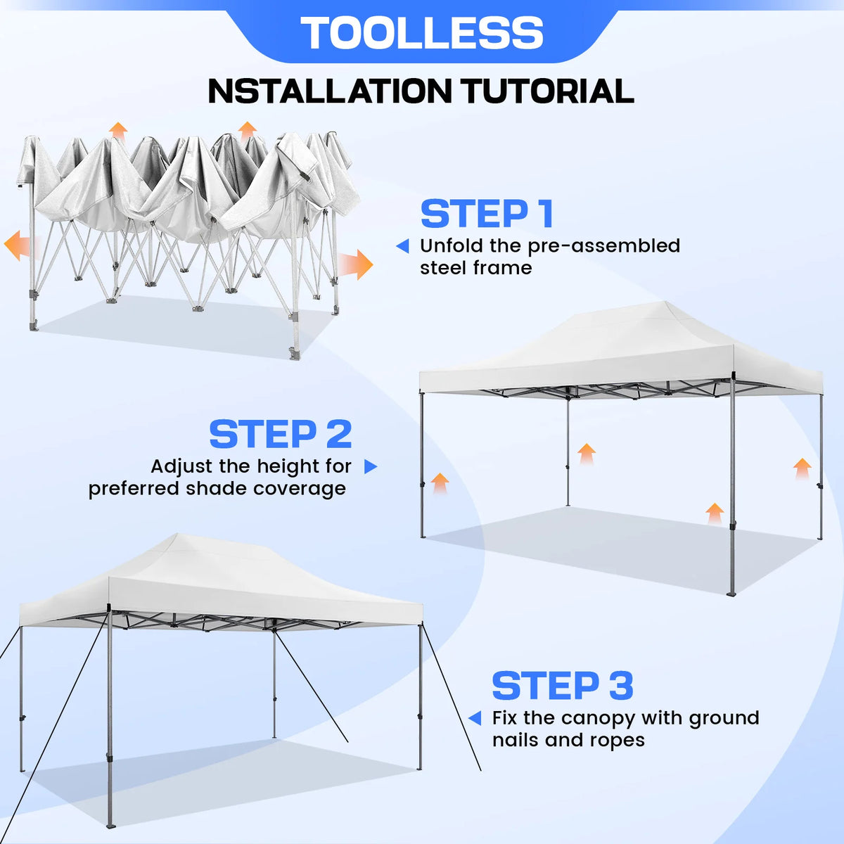 Commercial Heavy Duty Pop Up Canopy Tent With Carry Bag