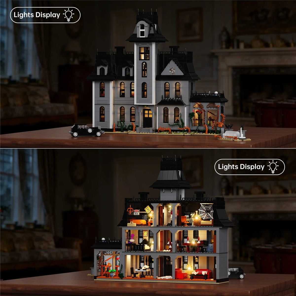 Gothic Nightfall Manor Building Blocks Set Architecture Desktop Ornament