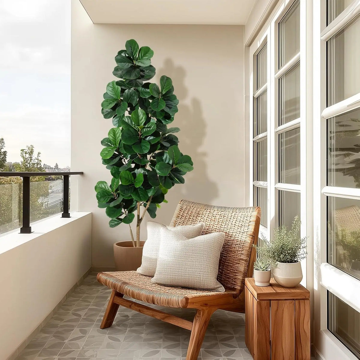 HiMiss Artificial Fiddle Leaf Fig Tree With Planter