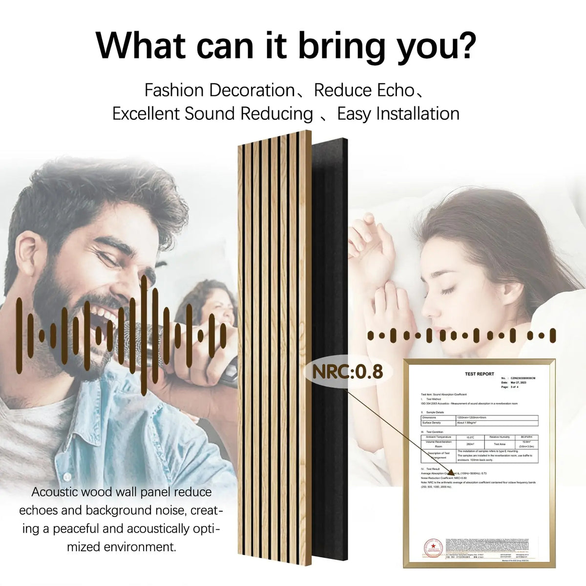 Genuine Oak Wood Veneer 3D Acoustic Wall Panels For Decor