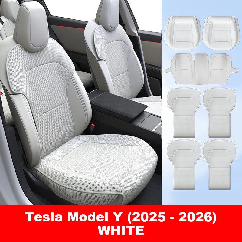 Tesla Model Y Three Nappa Leather Breathable Car Seat Protector