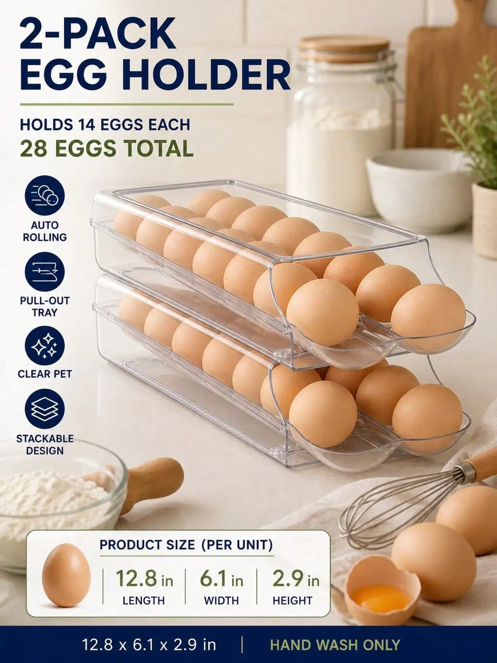Automatic Rolling Egg Holders For Refrigerator Drawer Storage