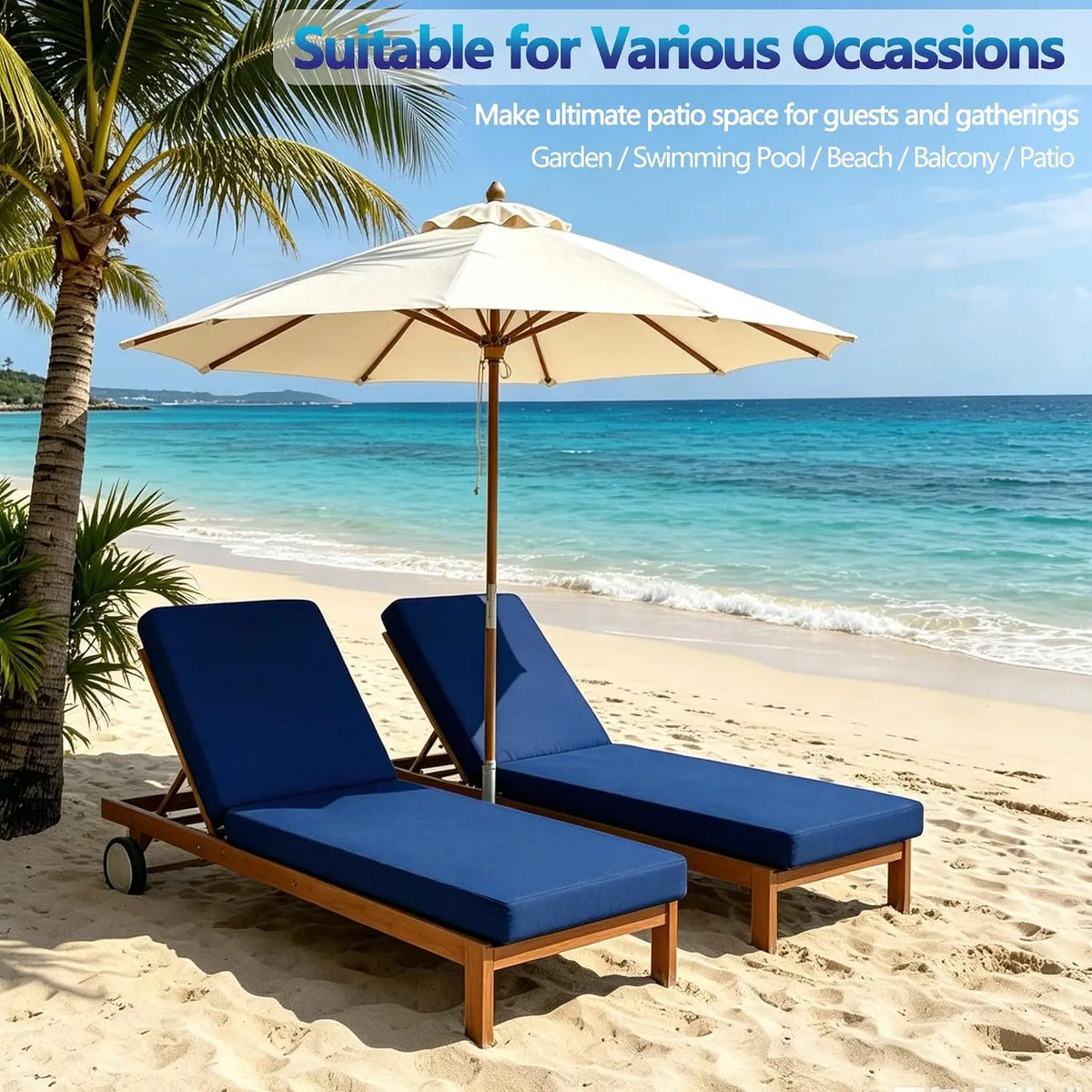 Shxi Waterproof Fade Resistant Outdoor Chaise Cushions