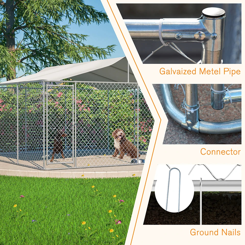 Gihauvia Heavy Duty Outdoor Dog Kennel With Secure Steel Canopy