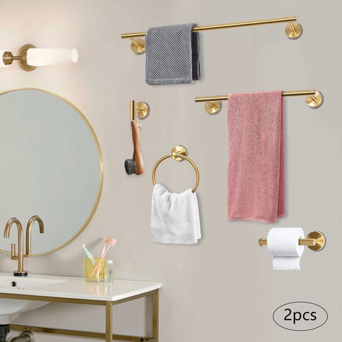 Electroplated Stainless Steel Wall Mount Bathroom Hardware Set