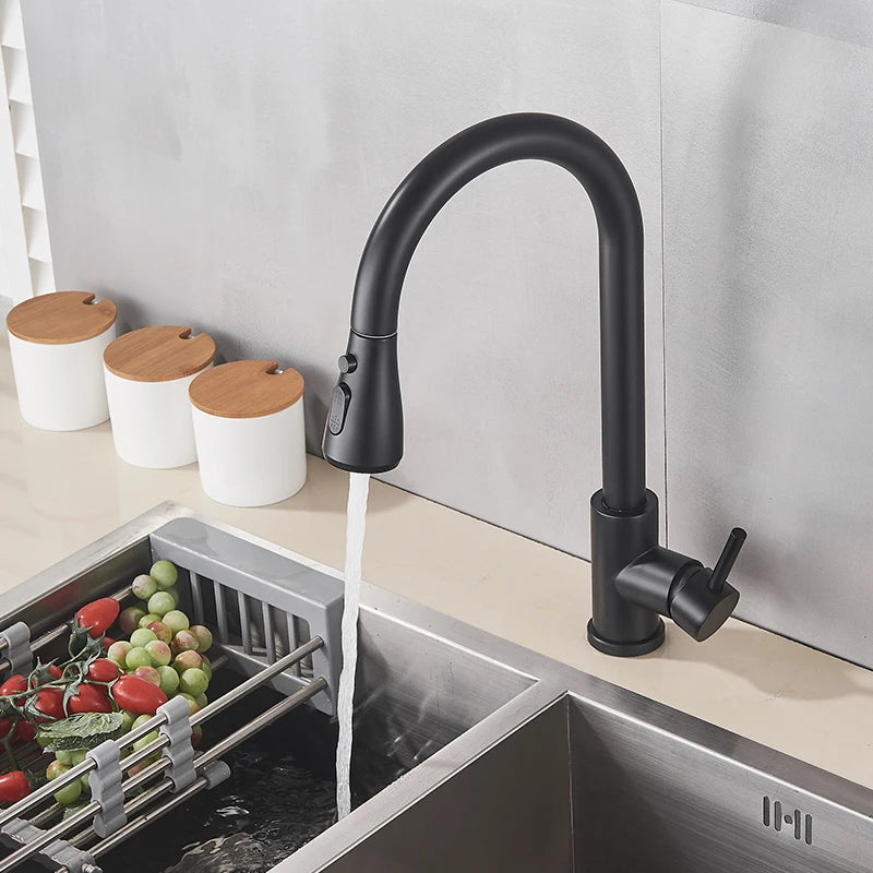 Myqualife Pull Out Deck Mounted Kitchen Sink Faucet Mixer Tap