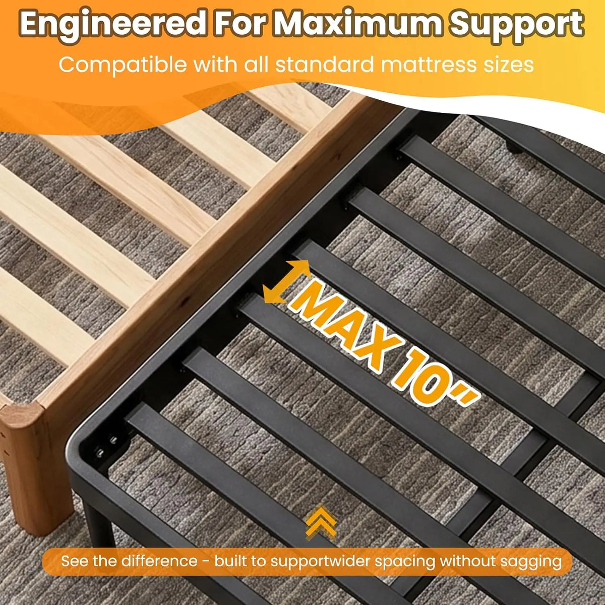 Novilla Foldable Bunkie Board Mattress Support Foundation Panel