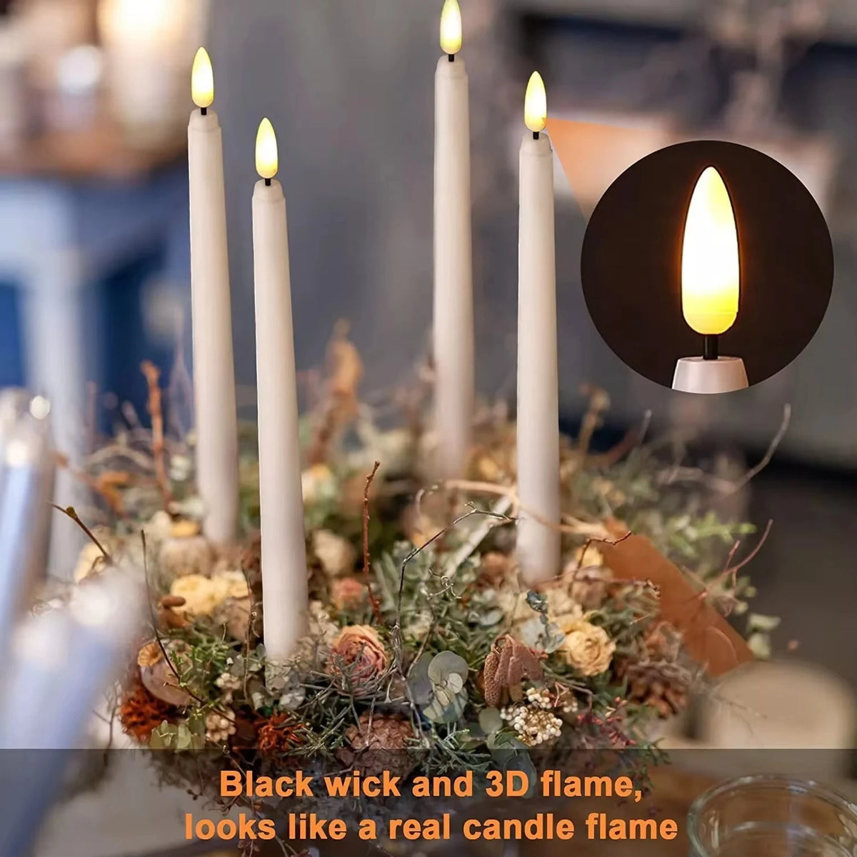 Battery Operated LED Flameless Taper Candles With Remote Control