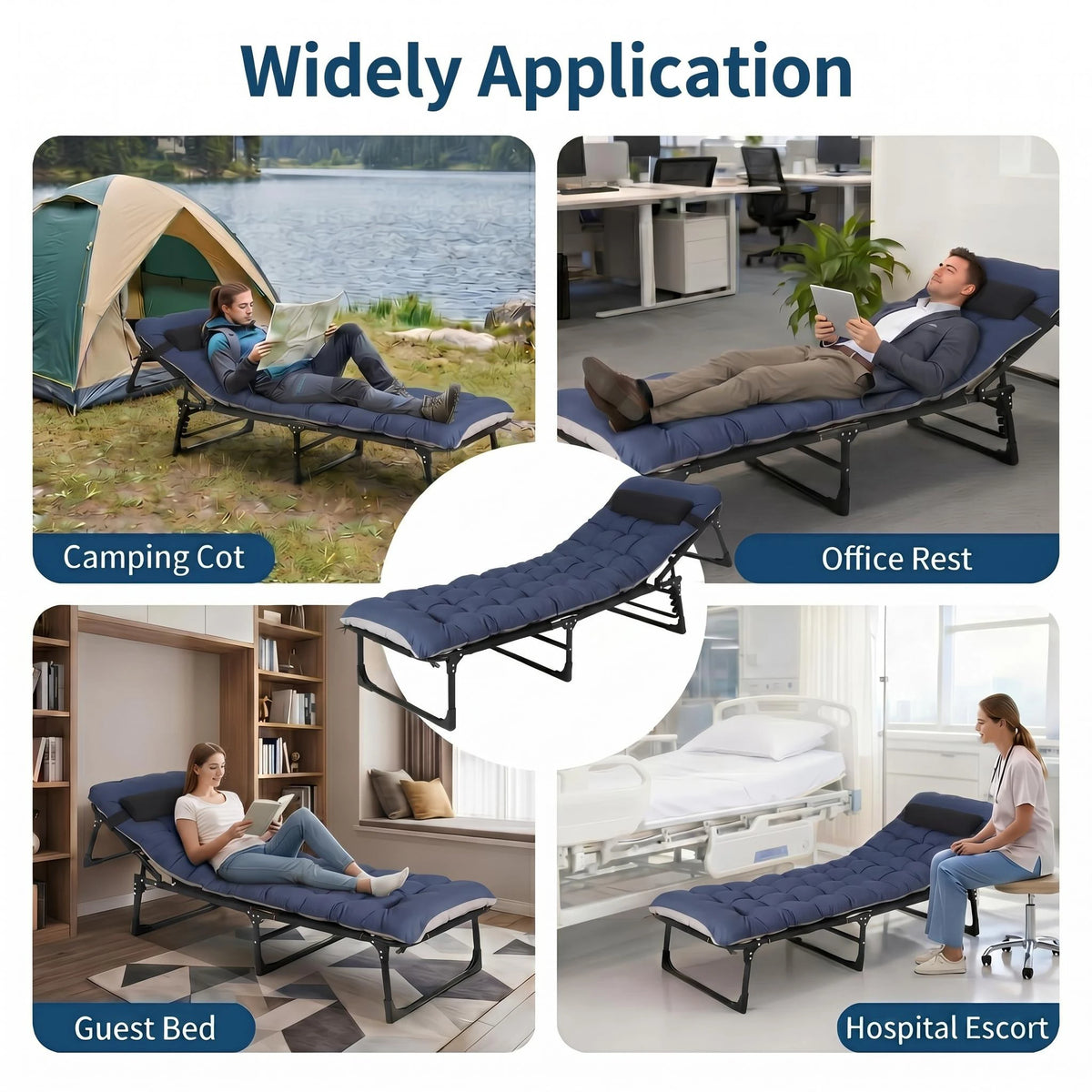 Hosslly Heavy Duty Folding Camping Cot With Mattress Pad