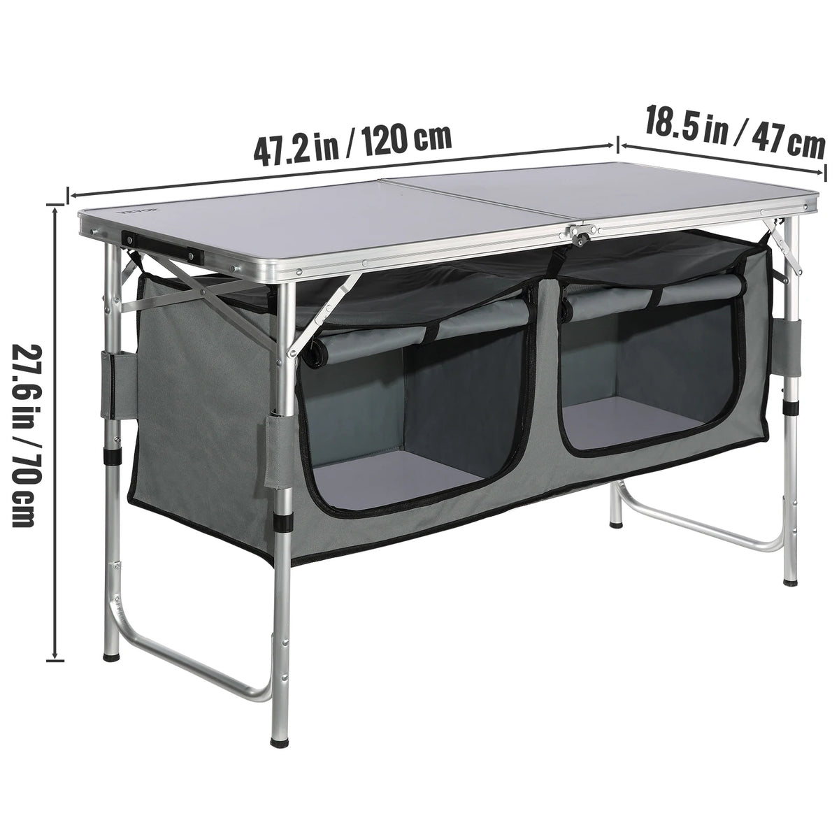 SucceBuy Portable Folding Camping Kitchen Table With Storage Rack