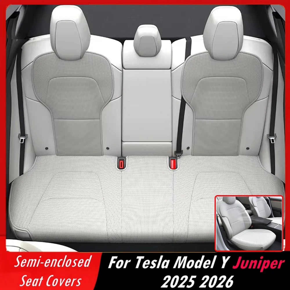 Tesla Model Y Three Nappa Leather Breathable Car Seat Protector