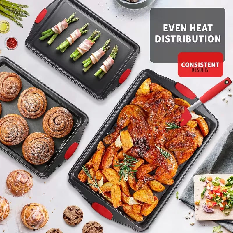 Premium Nonstick Baking Dish Set With Insulated Silicone Handles
