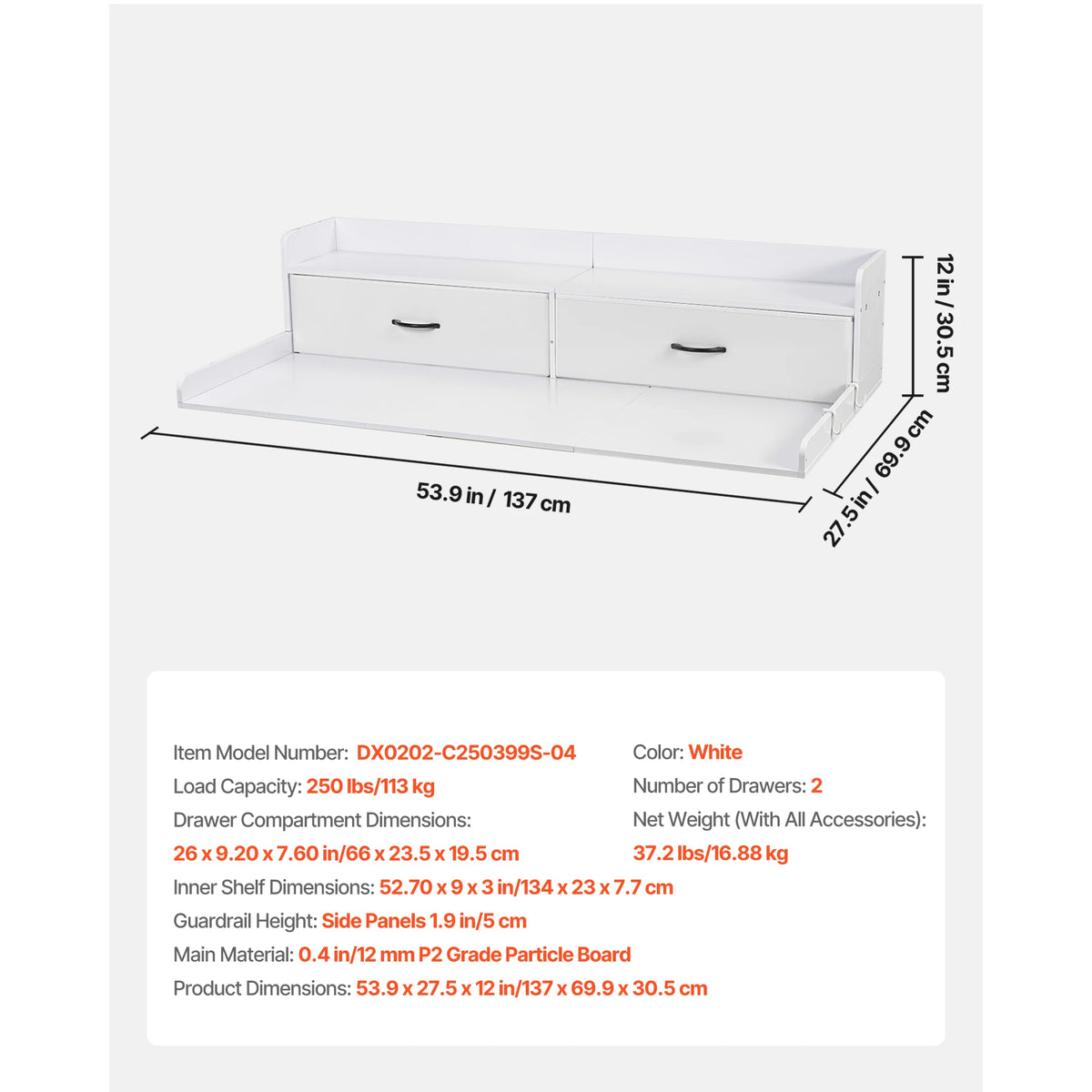 SucceBuy Wall Mounted Metal Washer Dryer Countertop Laundry Shelf